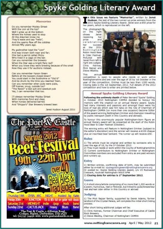Nottingham Drinker Spyke Golding Award